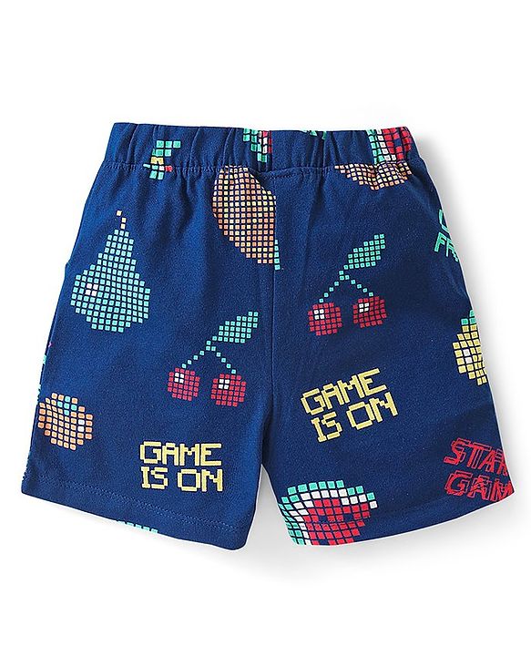 Babyhug Single Jersey Knit Half Sleeves Night Suit with Watermelon Print - Navy Blue