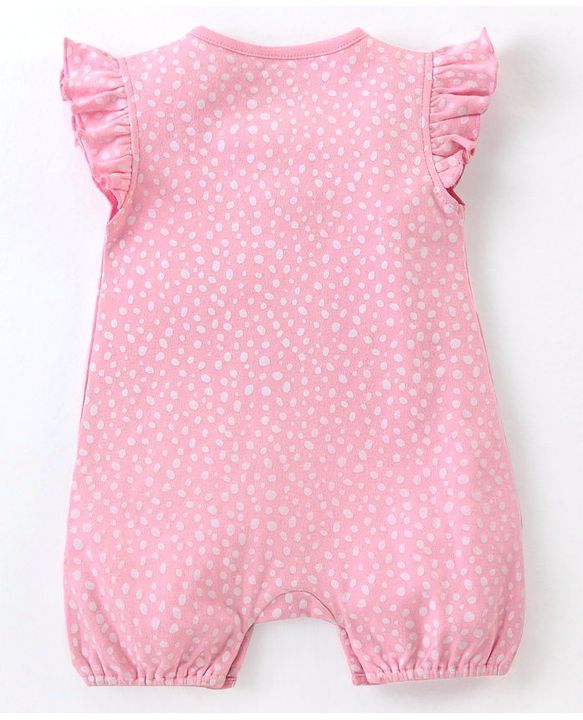 Babyhug 100% Cotton Frill Sleeves Romper Fruit Print - Pink
