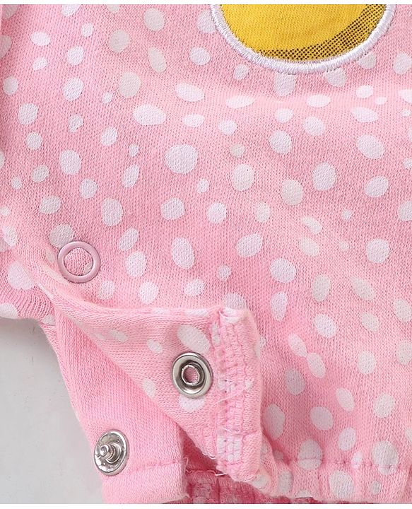 Babyhug 100% Cotton Frill Sleeves Romper Fruit Print - Pink