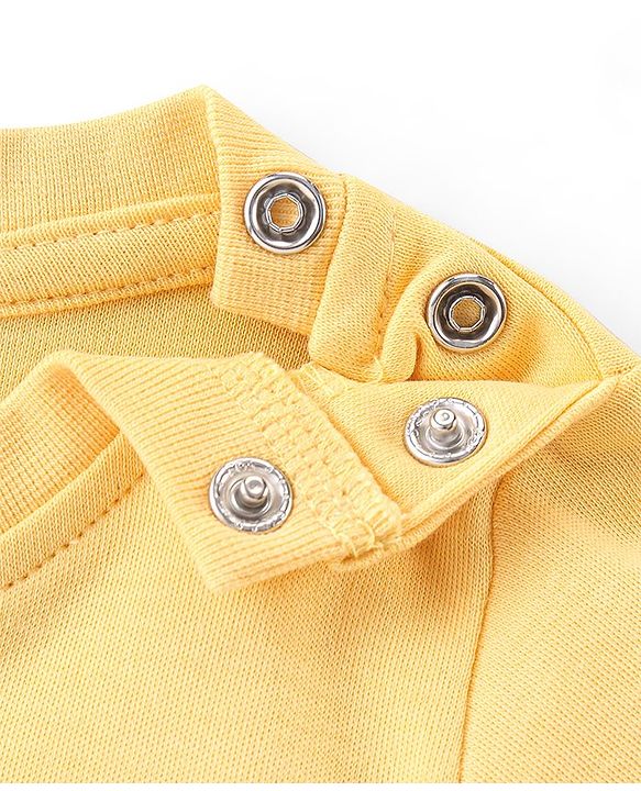 Babyhug 100% Cotton Knit Half Sleeves Romper with Smiley & Text Print - Multicolour