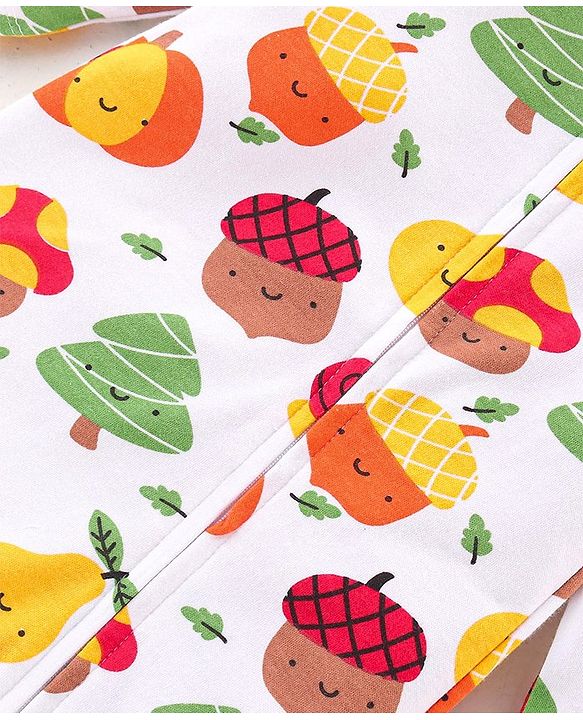 Babyhug 100% Cotton Knit Full Sleeves Romper With Pumpkin Print - Multicolour