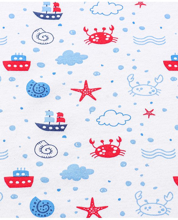 Babyhug 100% Cotton Whale Embroidered Hooded Wrapper - Blue