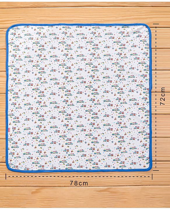 Babyhug 100% Cotton Whale Embroidered Hooded Wrapper - Blue