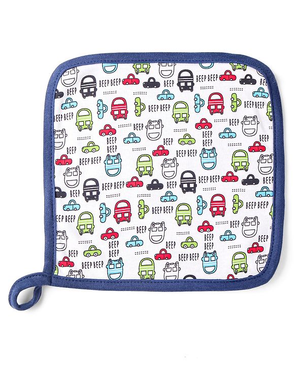 Babyhug Cotton Double Layer Wash Cloth Vehicle Print Pack of 3 - Multicolor