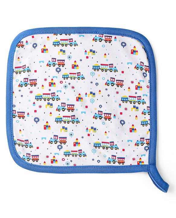 Babyhug Cotton Double Layer Wash Cloth Vehicle Print Pack of 3 - Multicolor