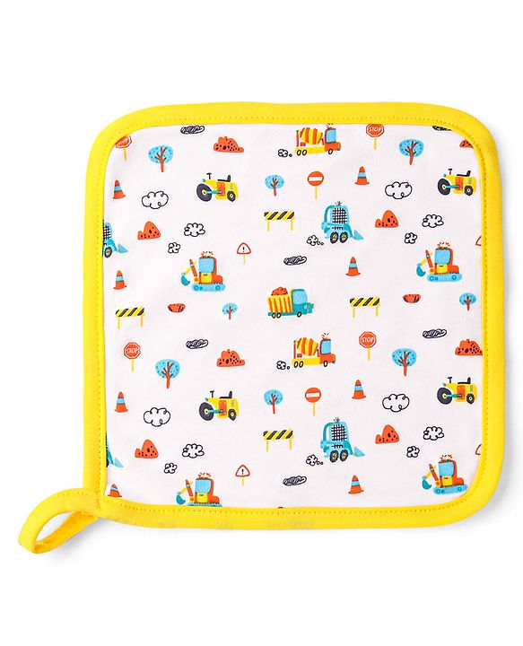 Babyhug Cotton Double Layer Wash Cloth Vehicle Print Pack of 3 - Multicolor