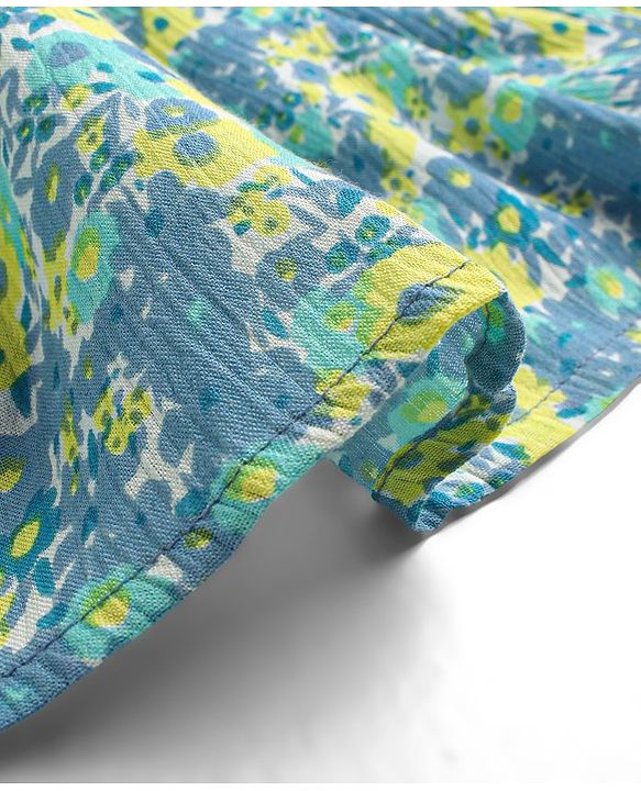 Babyhug Rayon Woven Frill Sleeves Frock with Floral Print - Blue