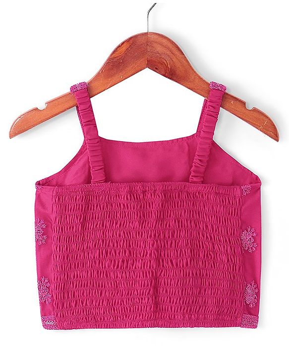 Babyhug Woven Sleeveless Net Sequinned  Embroidered Choli Lahenga and Dupatta-Hot Pink