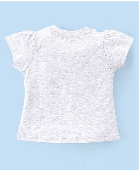 Babyhug Single Jersey Knit Half Sleeves Capri Night Suit Text & Star Print - Grey & Pink