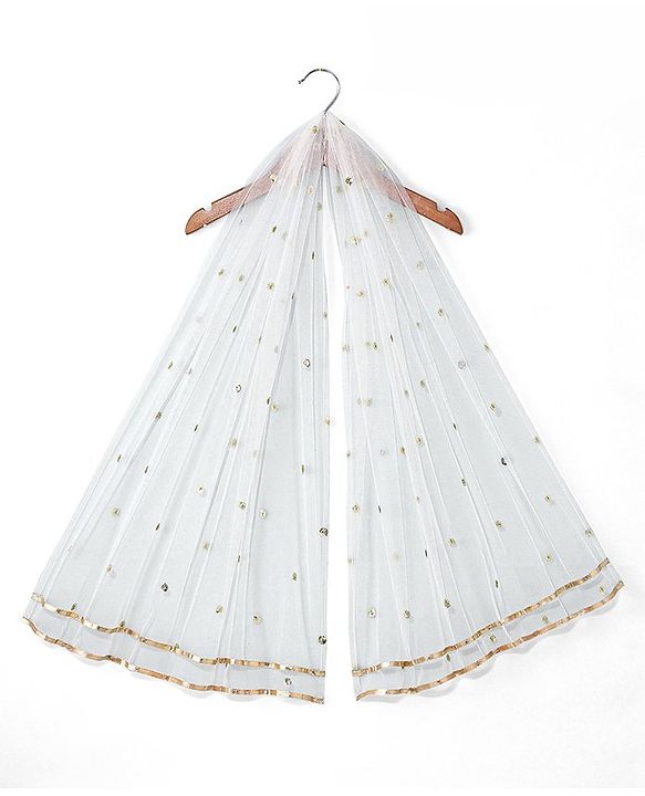 Babyhug Woven Half Sleeves Chanderi Butti Lehenga with Brocade Choli & Dupatta Set - White & Red