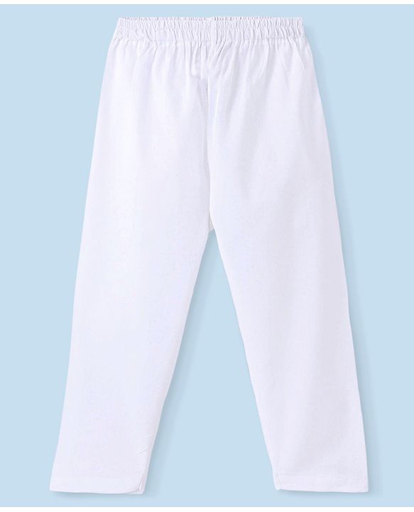 Babyhug 100%  Cotton Woven Kurta & Pyjama Set With Dots Pattern Print - White