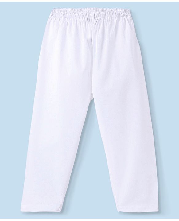 Babyhug 100%  Cotton Woven Kurta & Pyjama Set With Dots Pattern Print - White