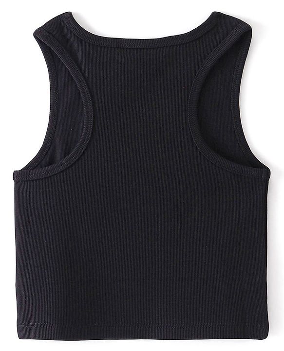 Pine Kids 100% Cotton Knit Sleeveless Solid Color Top - Jet Black