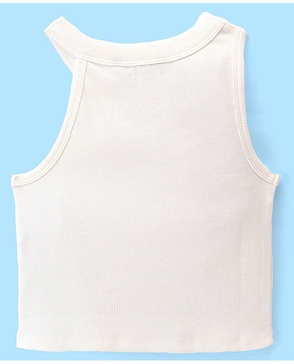 Pine Kids Cotton Sleeveless Solid Colored Tank Top - Snow White