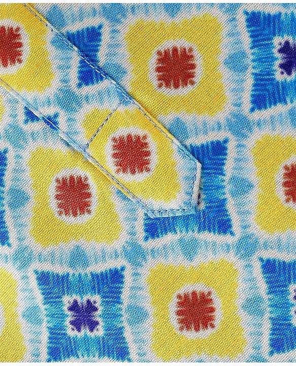 Babyhug 100% Cotton Woven Full Sleeves Kurta & Dhoti Set With Hand Block Print -Multicolour