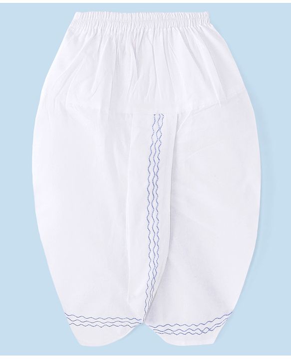 Babyhug 100% Cotton Woven Angarakha Full Sleeves Embroidered Kurta & Dhoti Set -White & Blue