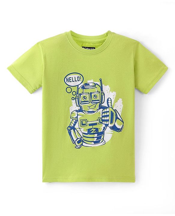 Pine Kids Cotton Half Sleeves T-Shirts Beach & Robot Print Pack of 5 - Multicolor