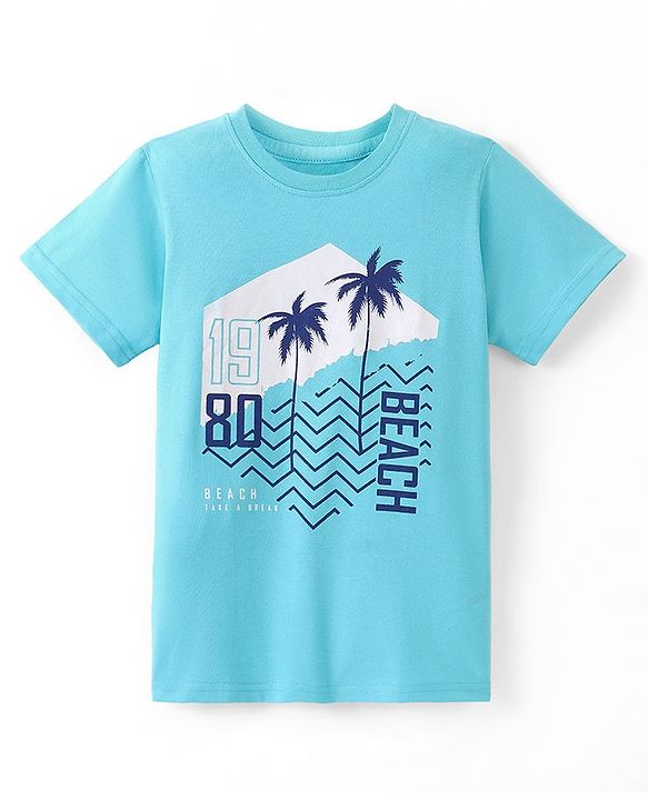 Pine Kids Cotton Half Sleeves T-Shirts Beach & Robot Print Pack of 5 - Multicolor