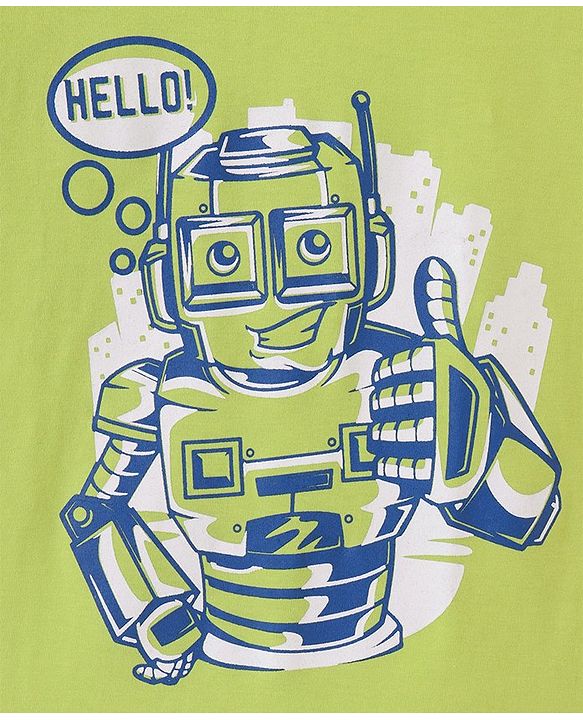 Pine Kids Cotton Half Sleeves T-Shirts Beach & Robot Print Pack of 5 - Multicolor