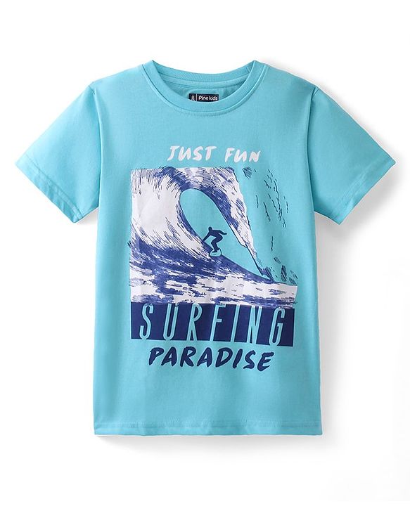 Pine Kids Cotton Knit Half Sleeves Surfing & Gaming Console Printed T-Shirts Pack of 5 - Multicolour
