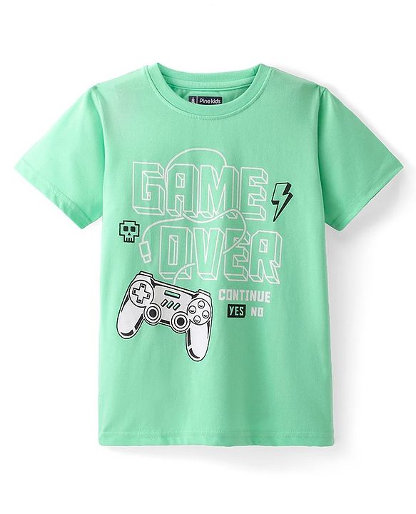 Pine Kids Cotton Knit Half Sleeves Surfing & Gaming Console Printed T-Shirts Pack of 5 - Multicolour