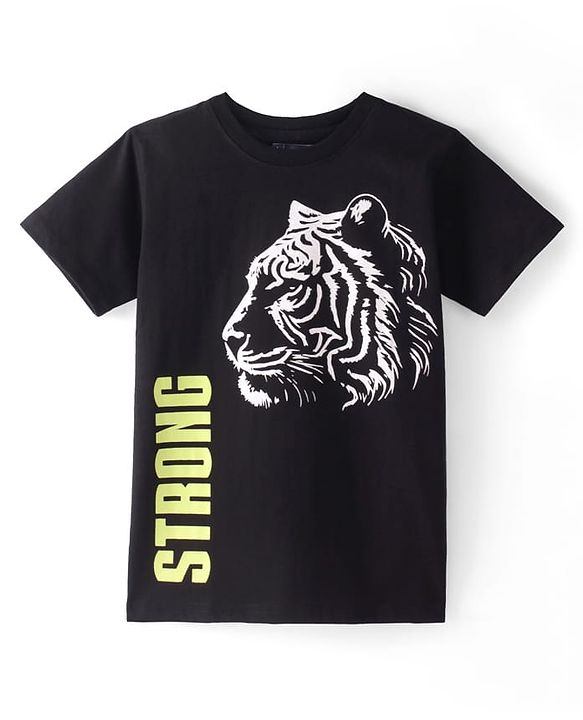 Pine Kids Cotton Knit Half Sleeves Tiger & Text Printed T-Shirts Pack of 5 - Multicolour