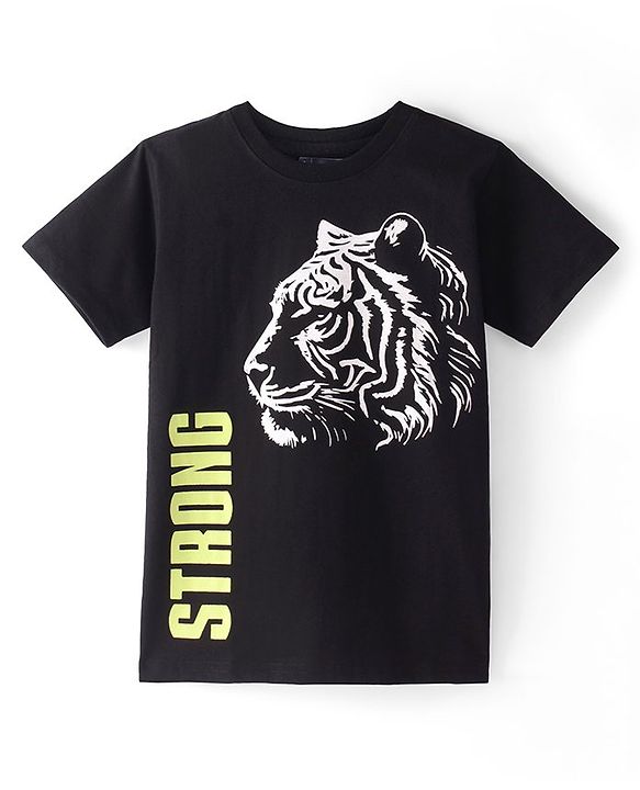 Pine Kids Cotton Knit Half Sleeves Tiger & Text Printed T-Shirts Pack of 5 - Multicolour