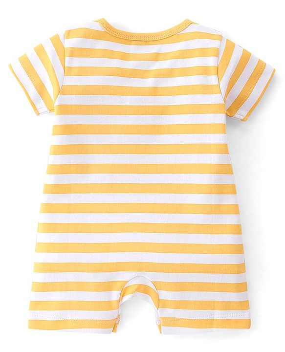 Babyhug 100% Cotton Half Sleeves Striped Romper Pack Of 2 - Multicolor