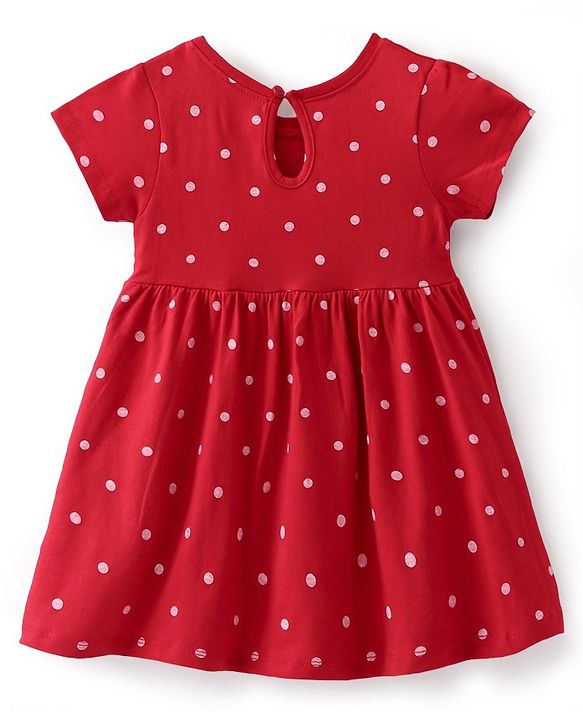 Babyhug 100% Cotton Single Jersey Knit Half Sleeves Frock Floral Print Pack Of 2 - Pink & Red