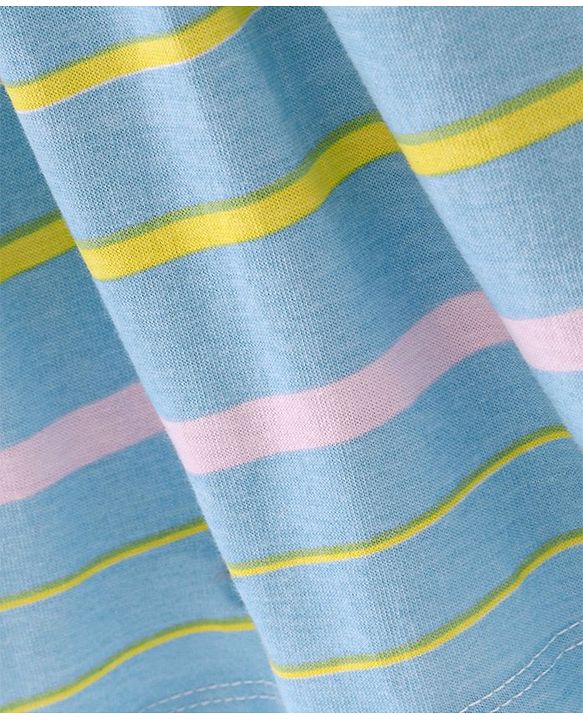 Babyhug Cotton Knit Half Sleeves Solid & Striped Frocks Pack of 2 - Yellow & Blue