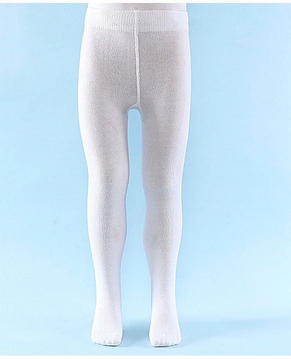 Pine Kids Solid Colored Footie Tights - White