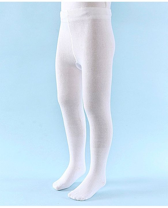 Pine Kids Solid Colored Footie Tights - White