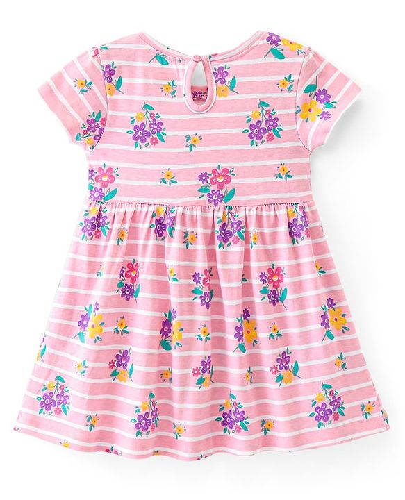 Babyhug Single Jersey Knit Half Sleeves Frock Polka Dot Print Pack of 2 - Multicolor