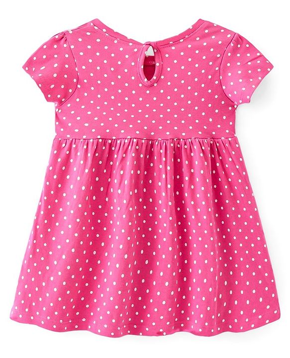 Babyhug Single Jersey Knit Half Sleeves Frock Polka Dot Print Pack of 2 - Multicolor