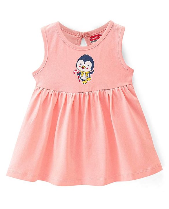 Babyhug 100% Cotton Sleeveless Fit and Flare Dress Penguin Print Pack of 3 - Multicolour