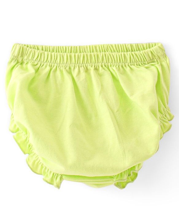 Babyhug Cotton Knit Sleeveless Solid Colour Frock with Bloomer - Lime