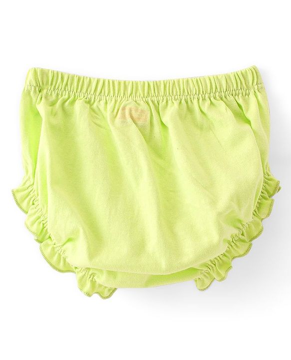 Babyhug Cotton Knit Sleeveless Solid Colour Frock with Bloomer - Lime