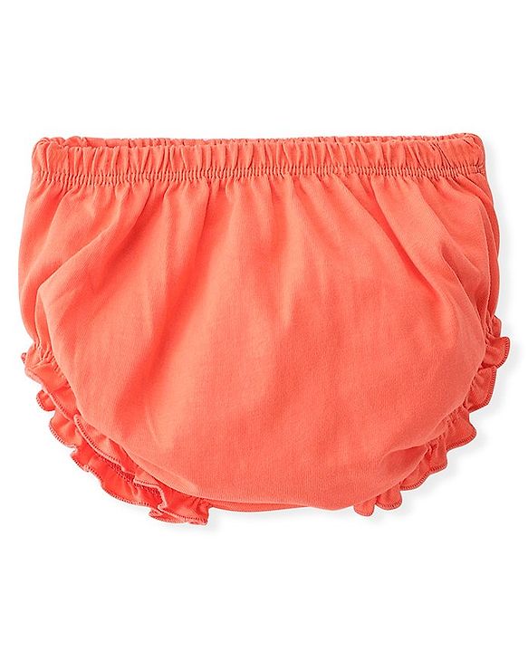 Babyhug 100% Cotton Single Jersey Knit Sleeveless Solid Color Frock With Bloomer - Orange