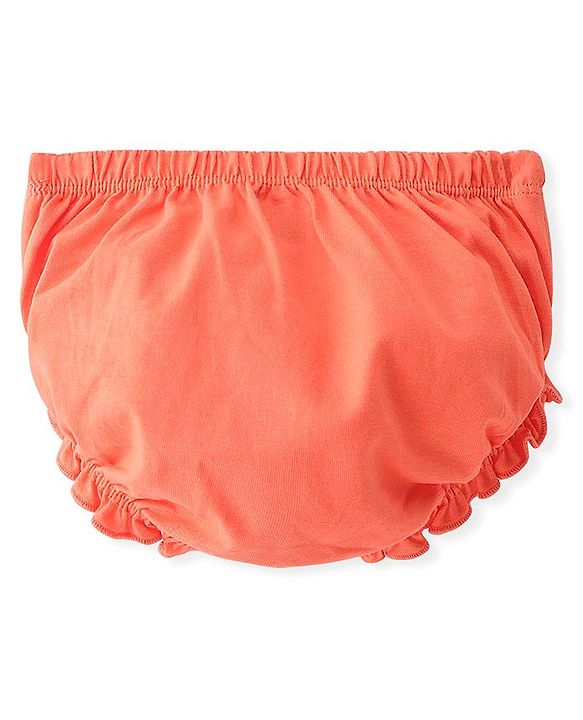 Babyhug 100% Cotton Single Jersey Knit Sleeveless Solid Color Frock With Bloomer - Orange
