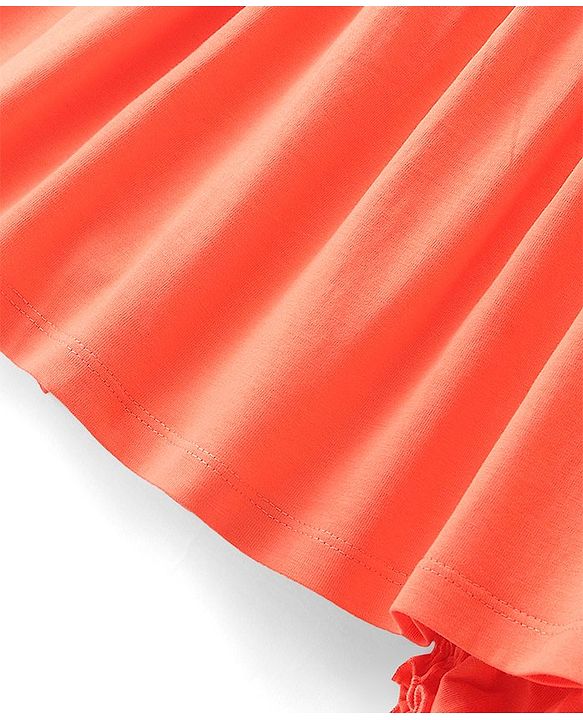 Babyhug 100% Cotton Single Jersey Knit Sleeveless Solid Color Frock With Bloomer - Orange