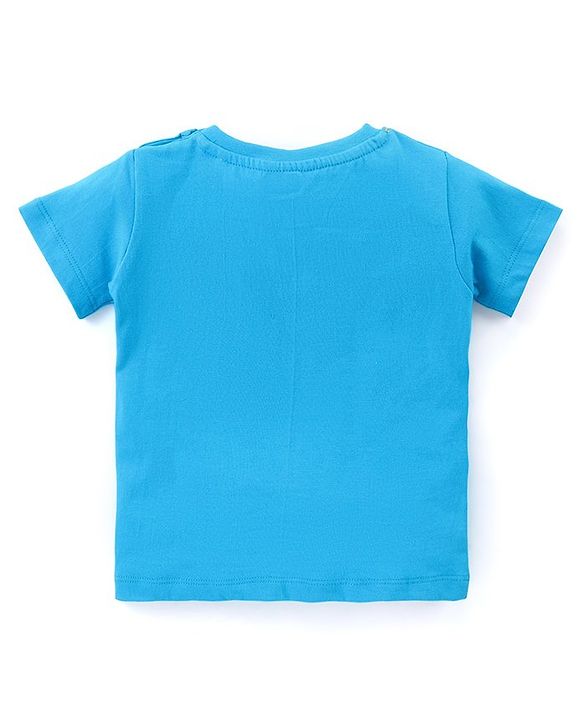 Babyhug Cotton Knit Half Sleeves Bear Printed T-Shirt & Short Set - Blue & Orange