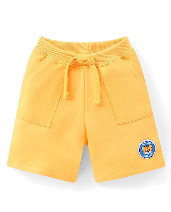 Babyhug Cotton Knit Half Sleeves Bear Printed T-Shirt & Short Set - Blue & Orange