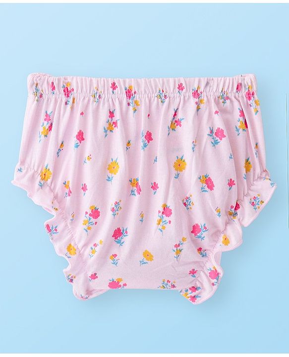 Babyhug Single Jersey Knit Half Sleeves Frock & Bloomer With Squirrel & Floral Print - Pink