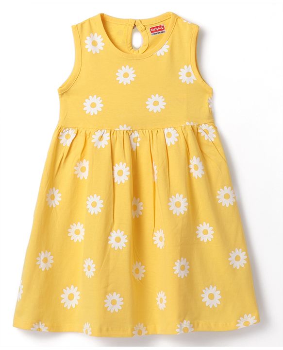 Babyhug Single Jersey Knit Sleeveless Frock Heart Print - Lilac