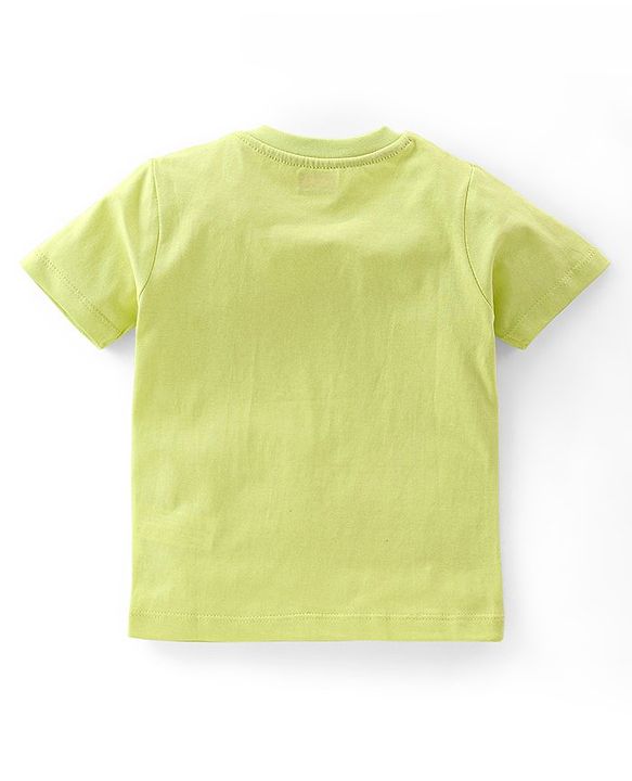 Babyhug 100% Cotton Knit Half Sleeves T-Shirt Soccer Ball Graphics - Lime Green