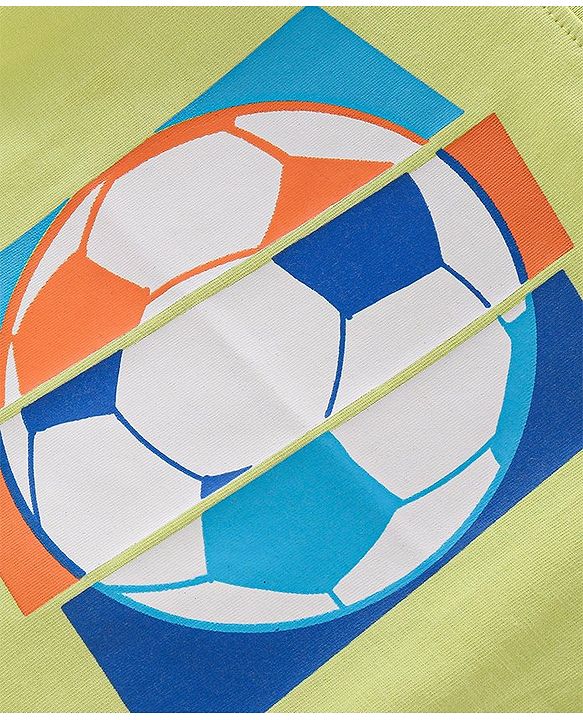 Babyhug 100% Cotton Knit Half Sleeves T-Shirt Soccer Ball Graphics - Lime Green