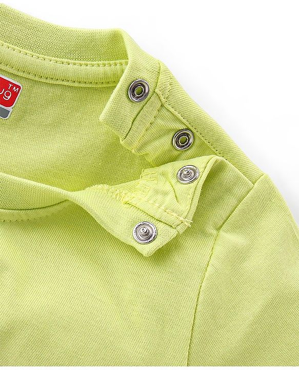 Babyhug 100% Cotton Knit Half Sleeves T-Shirt Soccer Ball Graphics - Lime Green