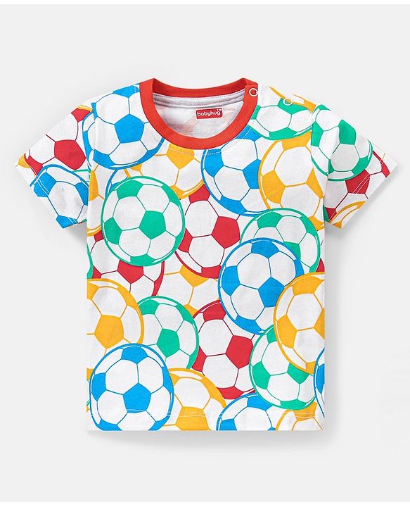 Babyhug 100% Cotton Knit Half Sleeves T-Shirts Football Print Pack of 3 - Multicolor