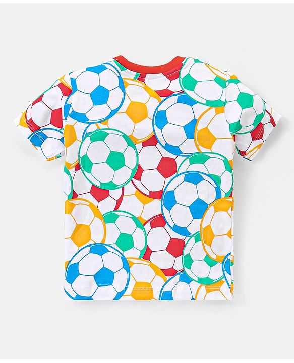 Babyhug 100% Cotton Knit Half Sleeves T-Shirts Football Print Pack of 3 - Multicolor