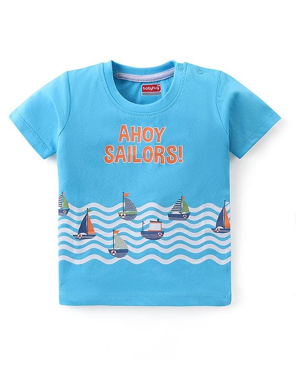 Babyhug Cotton Knit Half Sleeves T-Shirt with Boat  Graphics Pack of 3 - Multicolour